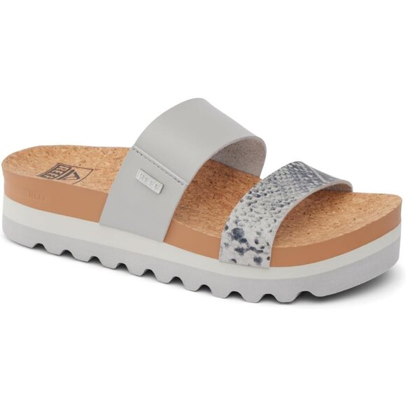 Women's Slide Sandal Snake Duo Open Toe Slip-on Hi Platform Heel Double Strap - Picture 2 of 7